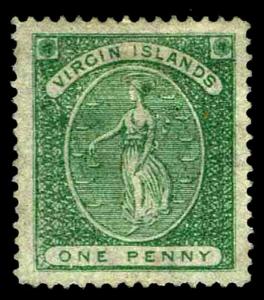 1878 Virgin Islands #9 Virgin & Lamps Wmk 1 - OGH - VF - CV$95.00 (ESP#3377)