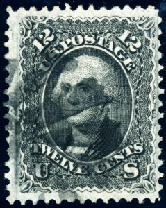 US 97 12c 1868 Washington F grill leaf fancy cancel PSE grade 80