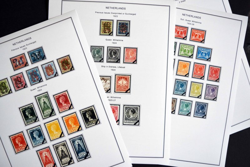 COLOR PRINTED NETHERLANDS [CLASS.] 1852-1947 STAMP ALBUM PAGES (38 ill. pages)
