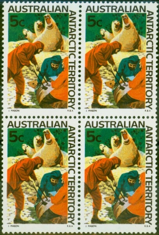 A.A.T 1966 5c Banding Elephant Seals SG11 V.F MNH Block of 4