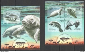 2013 Togo Wild Fauna Marine Life Lamantin Of West Africa Kb+Bl ** Tg623