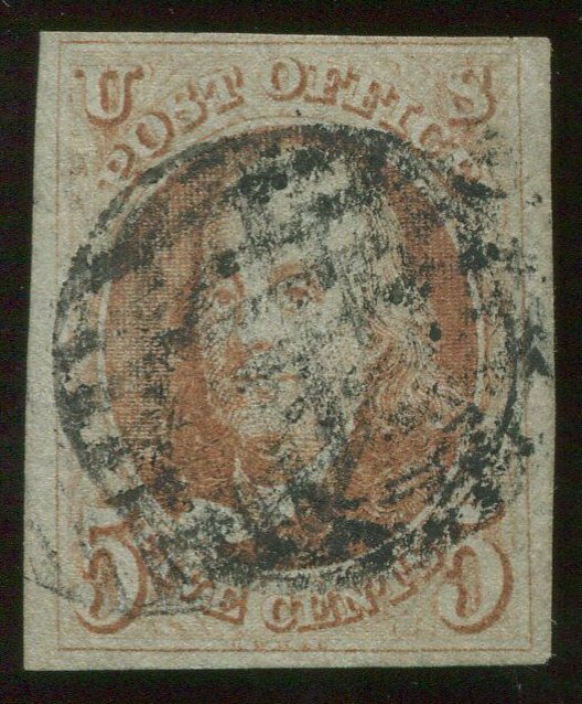 U.S. #1 Used with Black Grid Cancel with PSE Cert