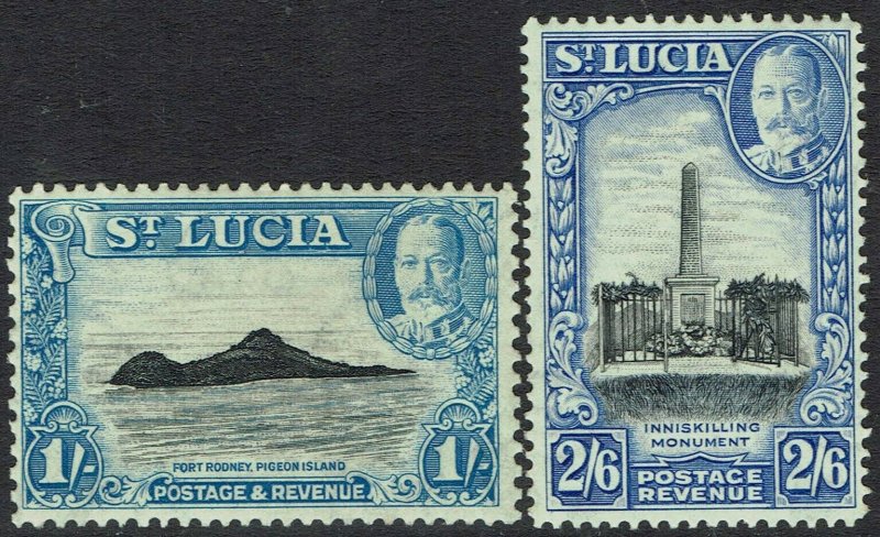 ST LUCIA 1936 KGV PICTORIAL 1/- AND 2/6