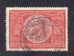 ARGENTINA  SCOTT #585 USED 1p  1949