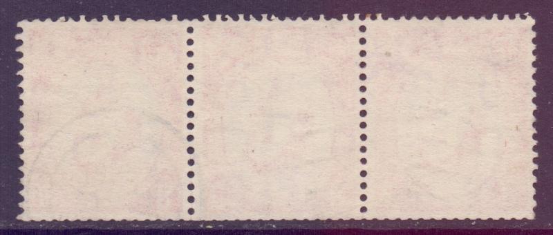 GB Scott 296 - SG519bi, 1952 Inverted 2.1/2d Wilding Strip of 3 used