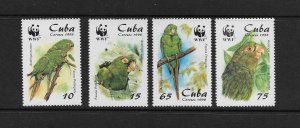 BIRDS - CUBA  #3961-4 PARROTS WWF   MNH