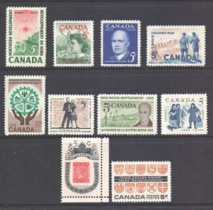 Canada Scott 391/400 - SG517/526, 1961-1962 Commemorative Lot MH*