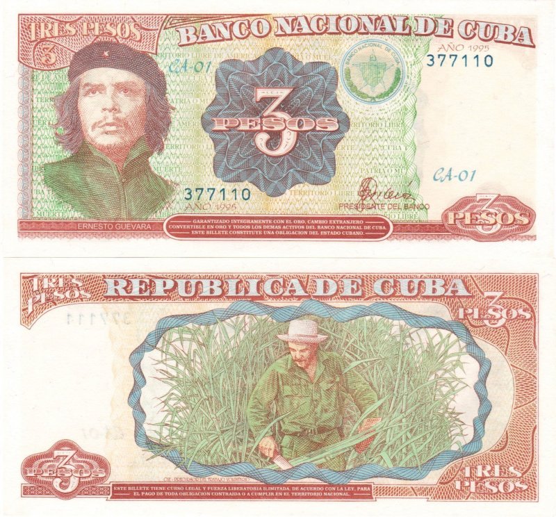 1995 Cuba 3 Pesos Che  GEM  Crispy Unc