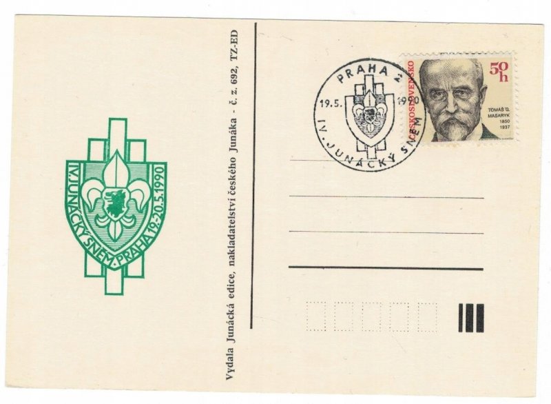 Czechoslovakia 1990 Card Special Cancellation Scouting