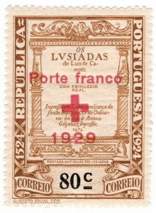 (I.B) Portugal Cinderella : Red Cross Overprint 80c (1929)