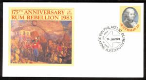 AUSTRALIA 1983 27c 175th Anniv of RUM REBELLION Postal Stationery Envelope FDC