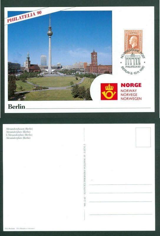 Norway. Card 1990.  Philatelia 90 Berlin,Germany. 10 Kr. King Olav V.