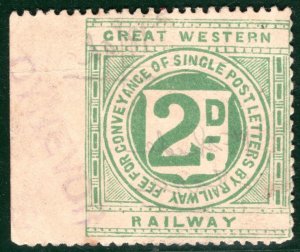 GB Wales GWR RAILWAY 2d Letter Stamp *DYNEVOR* STATION Glamorgan Used BROWN153