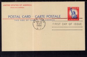 US UX45 Statue of Liberty Postal Card U/A FDC