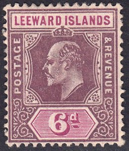 1907-11 LEEWARD ISLANDS KEVII 6d DULL & BRIGHT PURPLE (SG#42) MH VF
