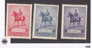 AUSTRALIA # 152-154 VF-MVVLH KGV ON HIS CHARGER CAT VALUE $45.50