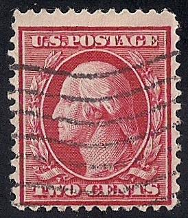 375 2 cent Washington, Carmine Stamp used F