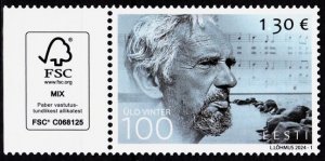 ESTONIA 2024-01 ART MUSIC: Ulo Vinter - 100, Composer. FSC Margin, MNH