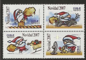Chile 2007, Scott 1488, Christmas 2007, block of 4