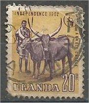 UGANDA, 1962, used 20c, Ankole cattle Scott 84