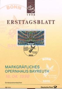 1998 - Germany ETB 13/1998 - Music - 250 Jahre Markgräfliches Opernhaus Bayr...