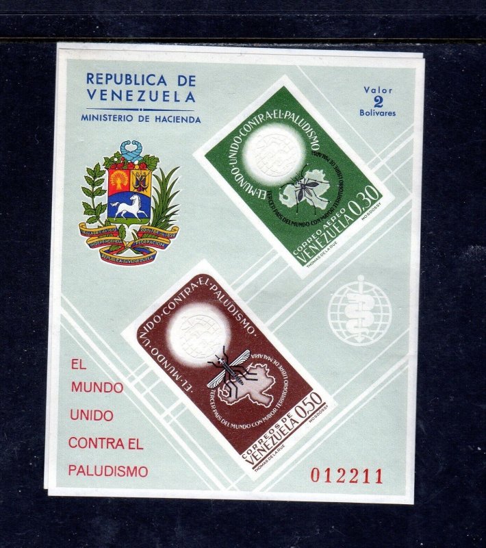 VENEZUELA #C819 WHO DRIVE TO ERADICATE MALARIA \ MINT VF NH O.G S/S3 IMP. aa