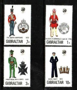 Gibraltar-Sc#286-9- id6-unused NH set-Military-Uniforms-1972-