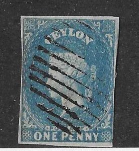 Ceylon Sc #1 deep blue  used FVF