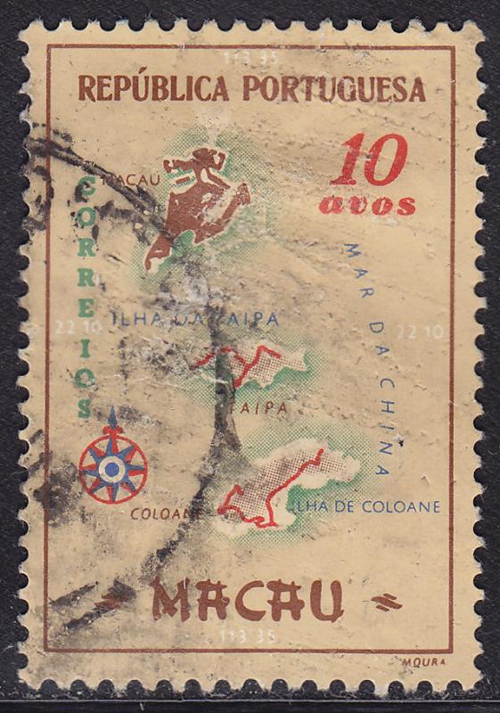 Macao 386 USED 1956 Macao Colony Map