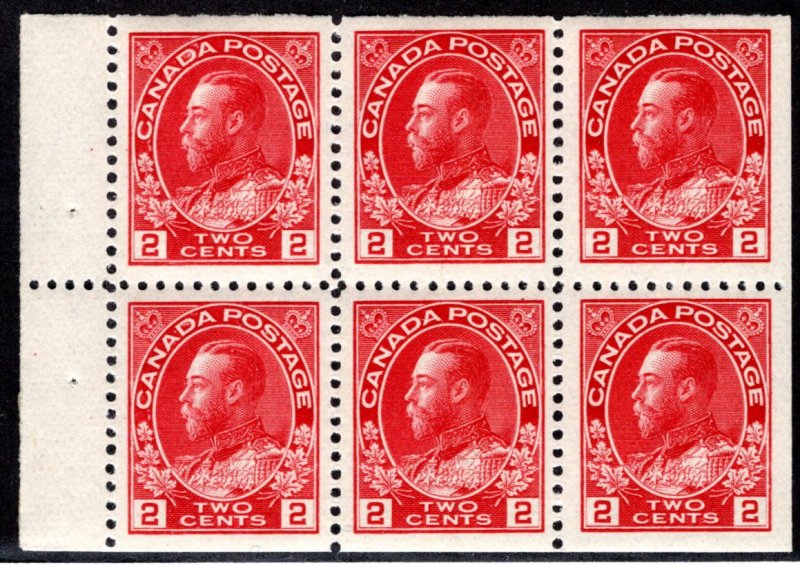 Scott 106a, 2c, Admirals booklet pane of 6, MNHOG, F/VF