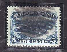 Newfoundland-Sc#55- id14-used 5c bright blue Seal-1894-well centered-