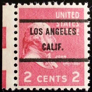 1938 2c John Adams, Precancel, Los Angeles California Scott 806 Mint F/VF NH