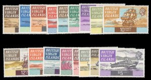 Virgin Islands #206-222 Cat$32.05, 1970 Ships, complete set, never hinged