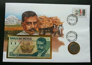 Mexico 1997 Famous FDC (banknote coin cover) *3 in 1 *rare