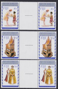 371-73 Fiji Silver Jubilee Gutter Pairs MNH