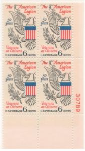 1369: American Legion - Plate Block - MNH - 30789-LR