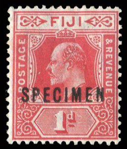 Fiji #72S, 1906 1p carmine, overprinted Specimen, hinged