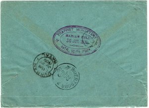 Natal 1900 Pinetown cancel on cover to Germany, from Trappist Monastery