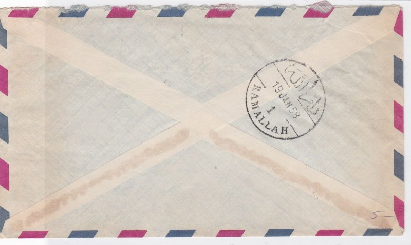 jordan  1958 airmail stamps cover ref 12900