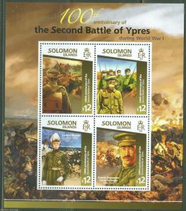 SOLOMON ISLANDS 2015  2nd BATTLE OF YPRES  OF WORLD WAR I  SHEET  MINT NH