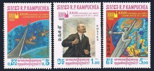 Cambodia 660-662, MNH. Mi 730-736. Space capsules, Vladimir Lenin, Statue.1 986.