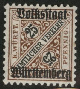 Germany State Wurttemberg Scott o157 MH* official