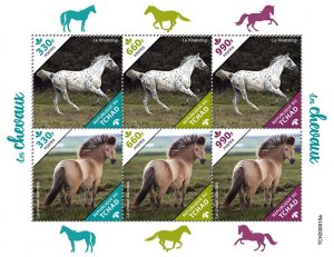 CHAD - 2020 - Horses - Perf 6v Sheet - Mint Never Hinged