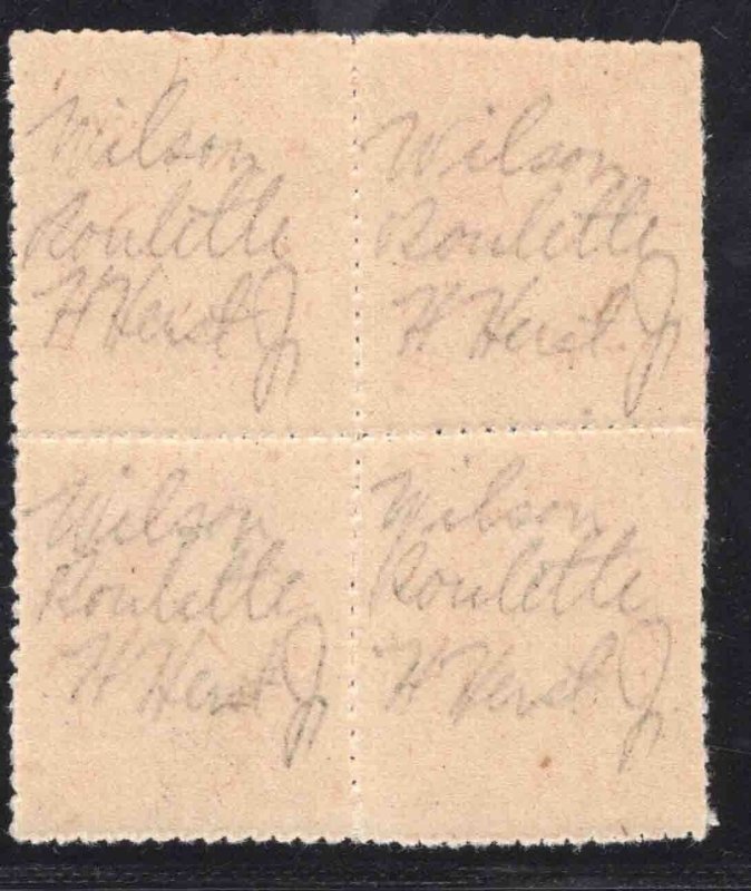 momen: US Stamps #532 1920 BLOCK WILSON ROULETTE MINT OG NH SIGNED LOT #78884