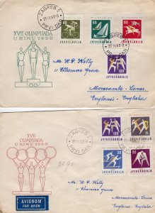 Yugoslavia 1960 XVII OLYMPIC GAMES 3 SPECIAL CIRCULATED COVERS POSTAL HISTORY