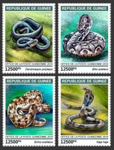 Guinea - 2019 Snakes on Stamps - 4 Stamp Set - GU190115a