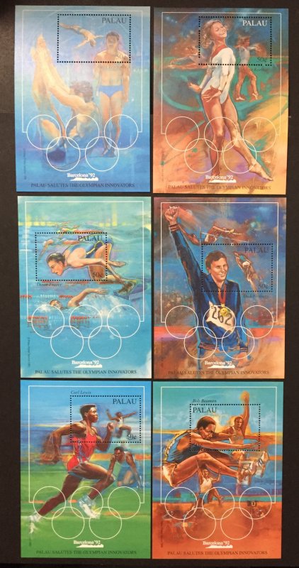 Palau 1992 #304-9 S/S, Olympics, MNH.