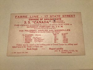 United States S. S. Canada Palermo Naples Marseilles 1922 postal card 66941