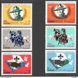 1967 Manama Air Mail Reflective Foil Overprint Scouting #31A-36A 1Set ** Ar042