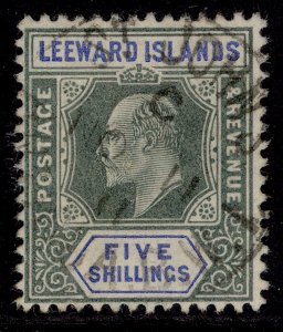 LEEWARD ISLANDS EDVII SG28, 5s green & blue, FINE USED. Cat £120. CDS